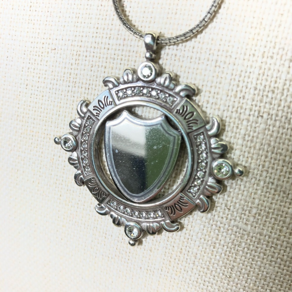 Regal Silver Crested Necklace